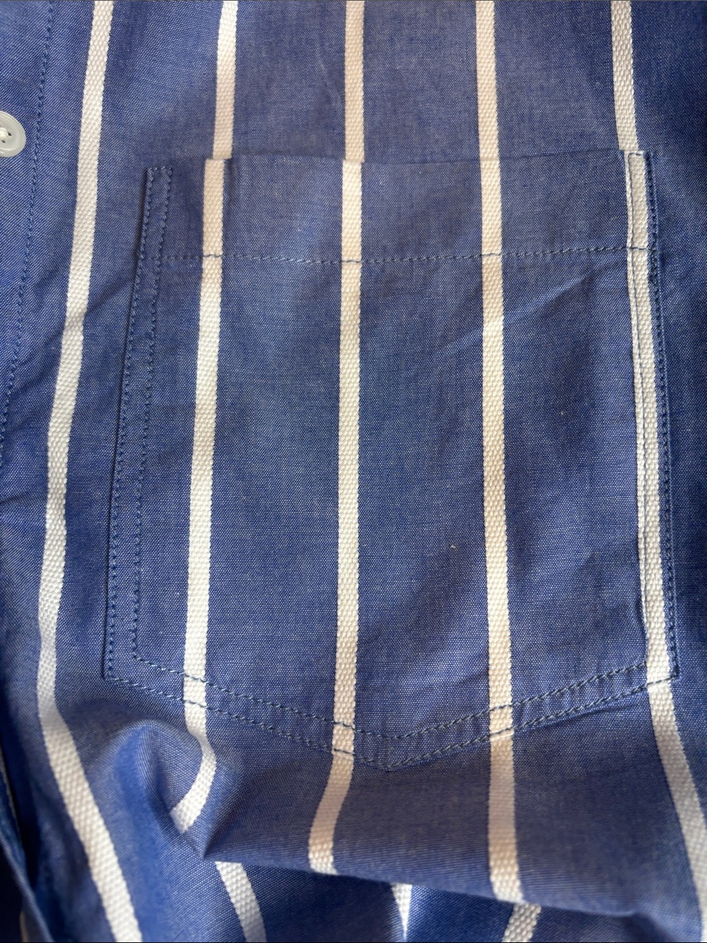 J. Crew Blue White XS dobby Stripe Collar Button etienne oversize Shirt cotton - Picture 4 of 8